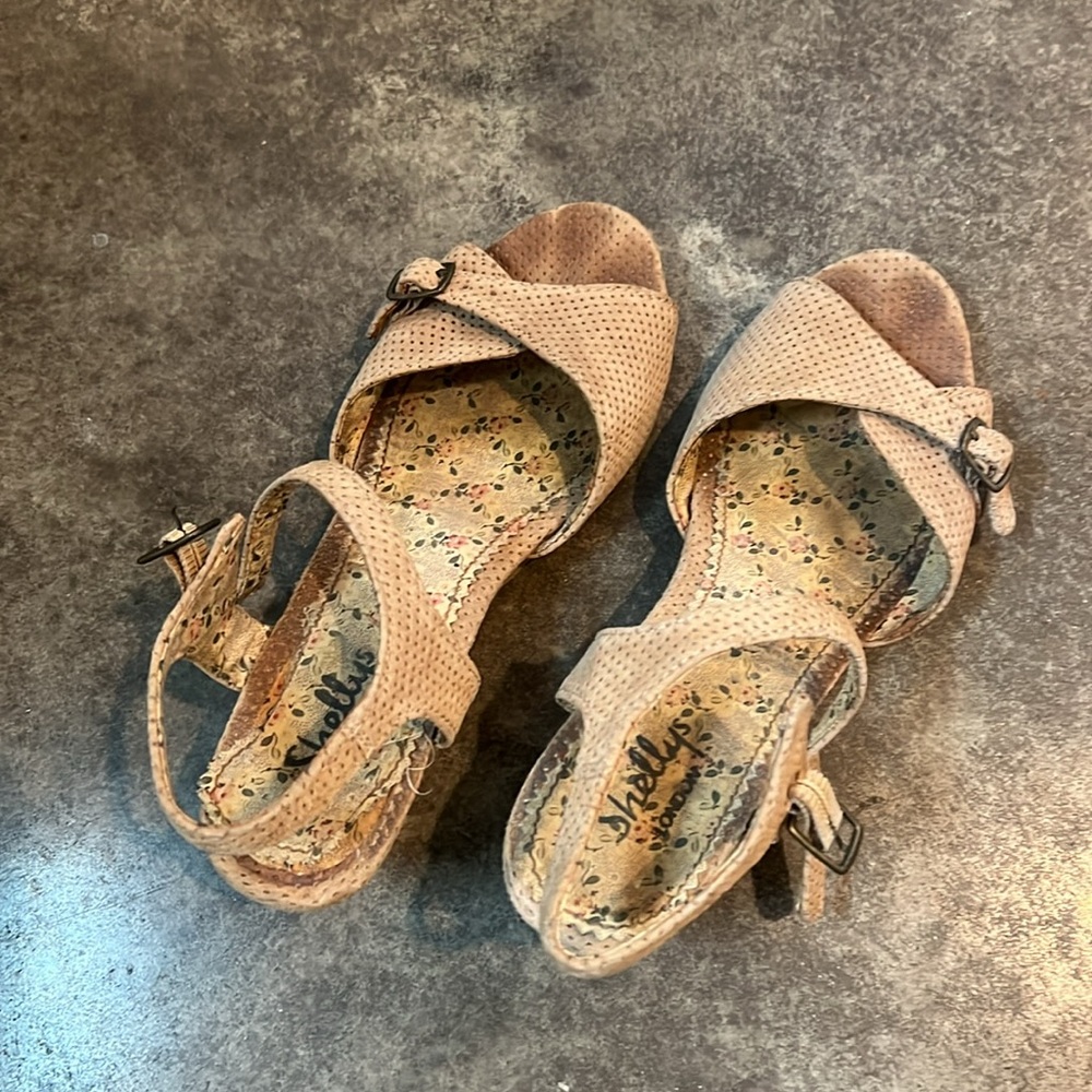 Shellys London Perforated Tan Sandals - Vintage Style Sandal.